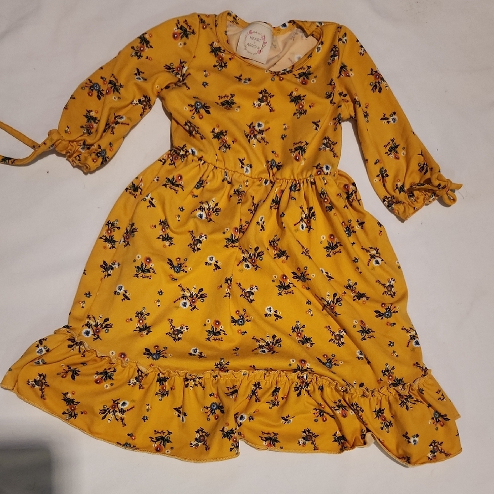 Heart & Arrow |Floral Kids Dress | Mustard Yellow | Sooo Soft Sz 2T